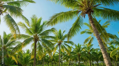 Wallpaper Mural Palm trees under bright blue sky tropical scenery Torontodigital.ca