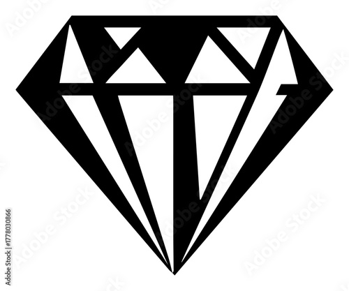 Geometric Diamond Gem Icon Bold Faceted Jewel Vector Illustration