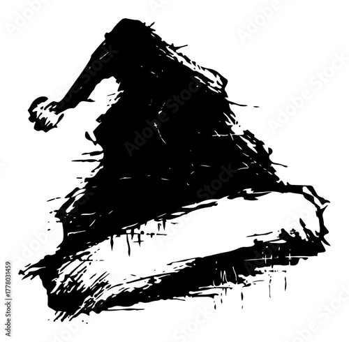 Grunge Santa Claus Hat Hand Drawn Sketch. Christmas Holiday Vector Illustration.