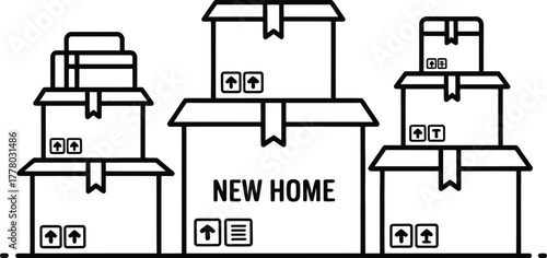 Moving boxes new home relocation service vector illustration