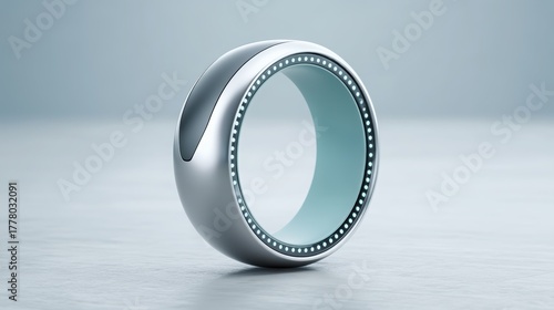 healthcare startup plan Sleek modern ring with a unique design featuring a smooth silver exterior and a blue interior.