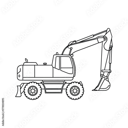 Hydraulic breaker machine vector illustration