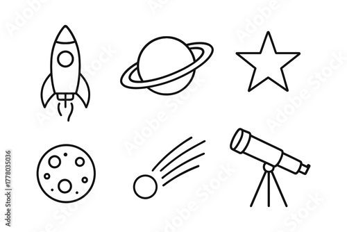 Simple Five Pointed Star Outline on White Background