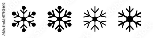 silhouette of winter snow ice snowflakes illustrations in black
