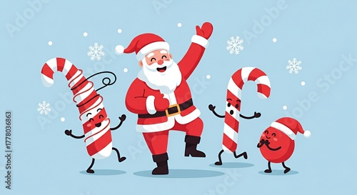 Wallpaper Mural Santa and Candy Dance in Snow Torontodigital.ca