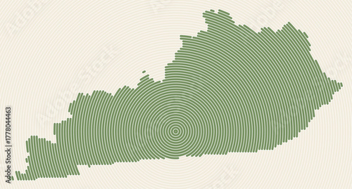 Kentucky shape rings. State map formed by stacked circles. Kentucky boundary shape design. Classy vector illustration.