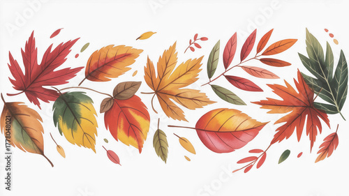 Watercolor autumn leaves illustration colorful fall foliage vector design element for seasonal backgrounds and decorative designs