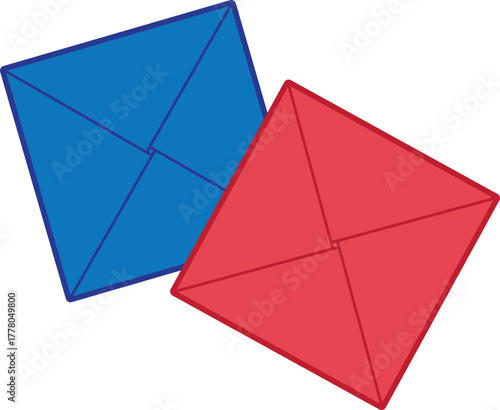 Ddakji Traditional Korean game played with two flat folded paper tiles icon.