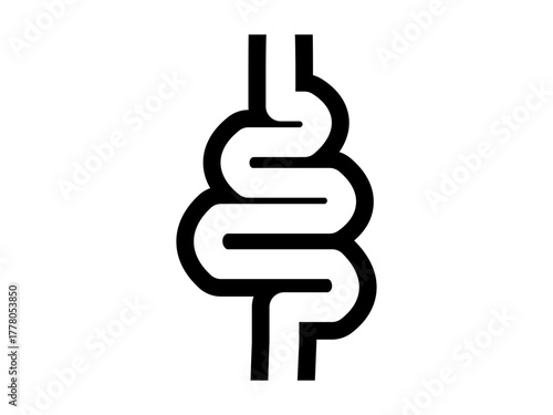 Gut Constipation Icon, Intestine Vector Illustration, Stomach and Digestion Medical Concept Isolated on White Background
