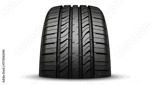 A detailed closeup illustration of a car tire on a white background