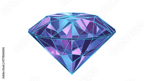 A faceted gemstone with purple blue and pink hues
