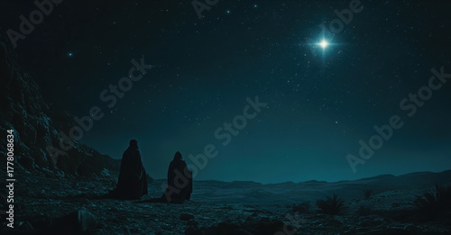 The Star of Bethlehem above desert landscape