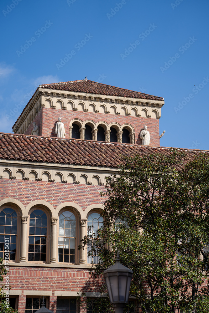 Fototapeta premium Romanesque university building facade detail