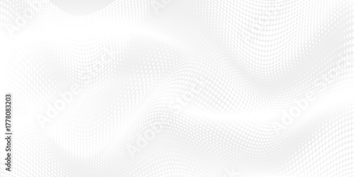 Dot white gray wave light technology texture background. Abstract big data digital concept. 3d rendering.
