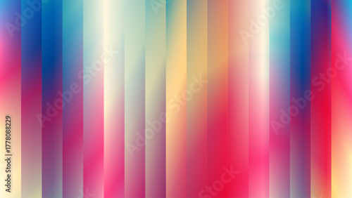 Abstract vibrant multicolored vertical striped gradient background design in retro style featuring soft color transitions and dynamic light reflections for graphic arts.