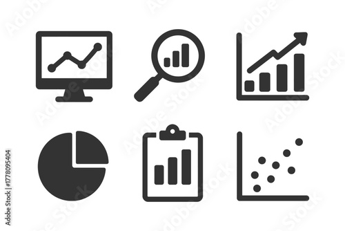Business analytics and data visualization icons set.
