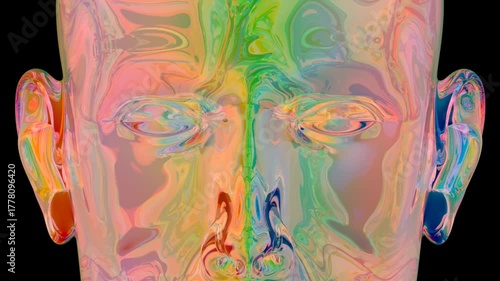 Human Male Head - Face coloured in abstract flowing graphic vector art style. Seamless Loop
