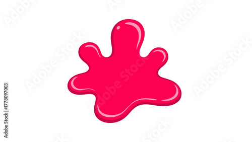 A cartoon blob of bright pink liquid with a glossy sheen
