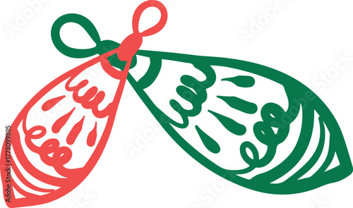 Christmas Ornament Line Art Sketch, Minimal Hand Drawn Holiday Decoration, New Year Bauble Illustration	
