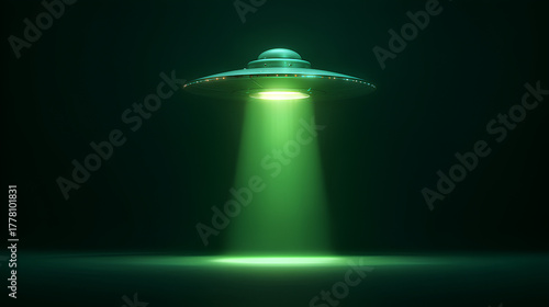 Fototapeta Naklejka Na Ścianę i Meble -  UFO green light isolated. Stock Illustration