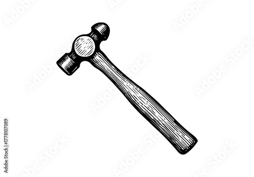 Hammer hand drawn simple engraved vector illustration