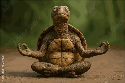 Realistic Meditating Turtle – Zen Animal in Yoga Pose