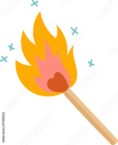 Matchstick with Heart Flame