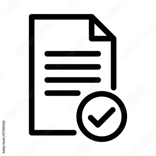 file with checkmark line icon representing document approval and task completion