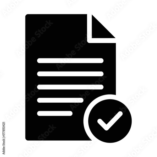 approved file glyph icon symbolizing confirmation, validation, and success