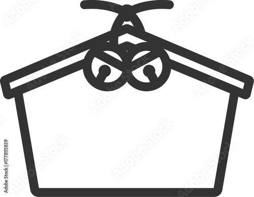 神社の絵馬のアイコン（線画）のイラスト