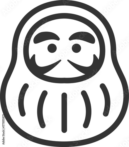 達磨のアイコン（線画）のイラスト