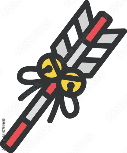 破魔矢のアイコン（線画カラー）のイラスト