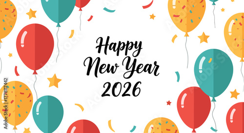 Illustration depicting a joyous arrival of the new year 2026 festive celebration