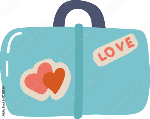 Romantic Suitcase with Heart Stickers