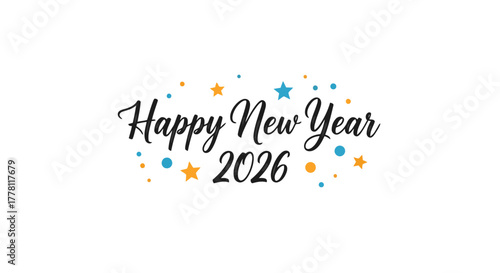 happy new year 2026 festive celebration greeting card design vibrant