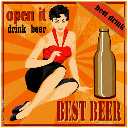 Retro-style poster of a girl and the best beer