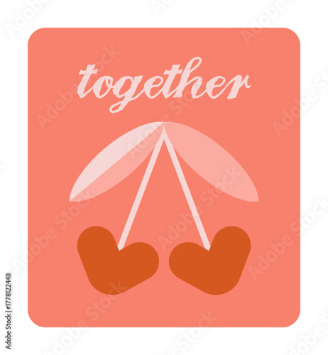 Together Heart Cherries Postage Stamp