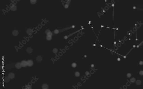 Abstract background. Molecules technology with polygonal shapes, connecting dots and lines. Connection structure. Big data visualization.