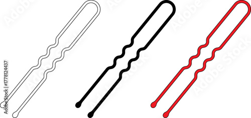 outline silhouette Hairpin icon set