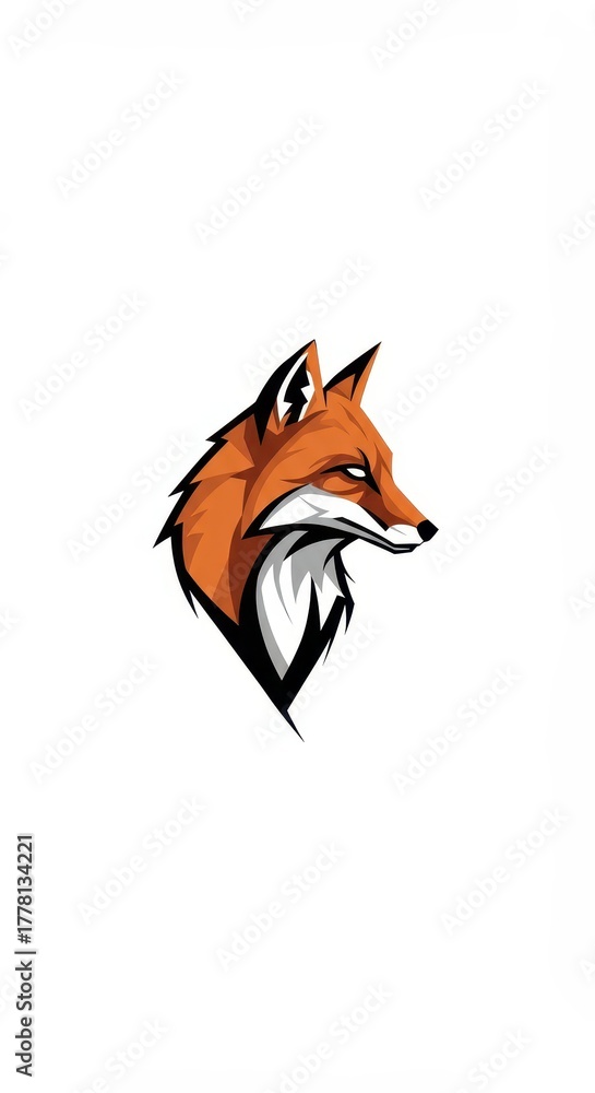 Obraz premium Stylized illustration depicts the head of a cunning wild canine in profile view