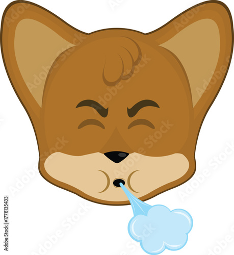 vector illustration emoticon character face fox animal, with his mouth blowing air