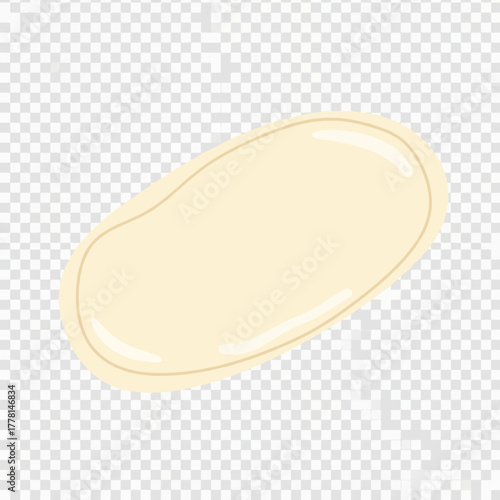 A single elongated oval shape with a light yellow color.