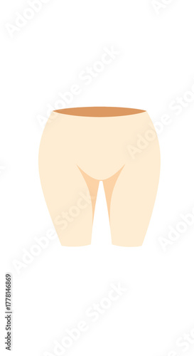 Beige shorts with a brown waistband and inner thigh detail.