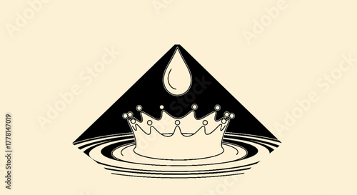 Water droplet falling onto a crown in rippling water.