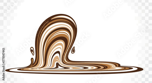 Swirling liquid chocolate with drips and splashes.