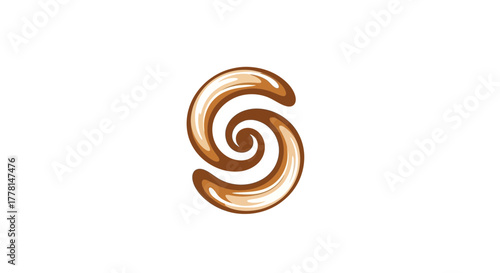 Swirling brown and cream colored liquid forming a spiral shape.