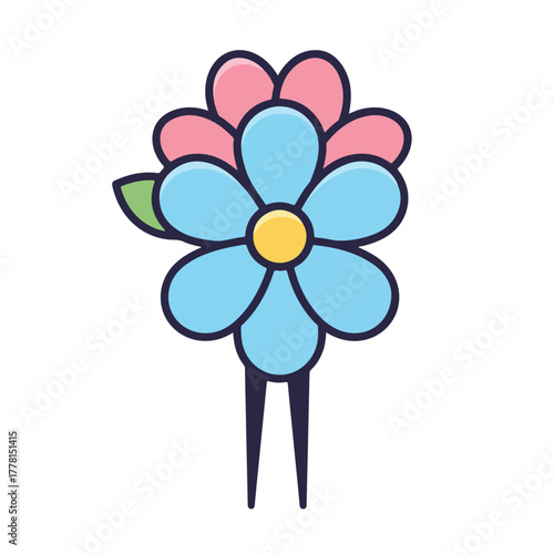 Flower hair pin with a yellow center is a lovely accessory for spring or summer hairstyles, perfect for adding a pop of color.