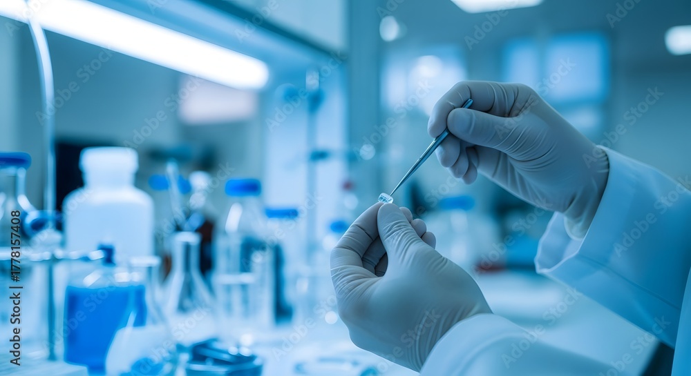 Fototapeta premium Scientist working with test tubes in a laboratory