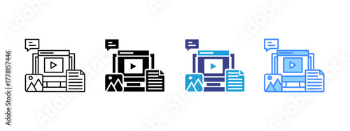 Content  Collection icon set multiple style collection