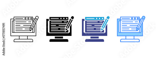 Copywriter  Collection icon set multiple style collection